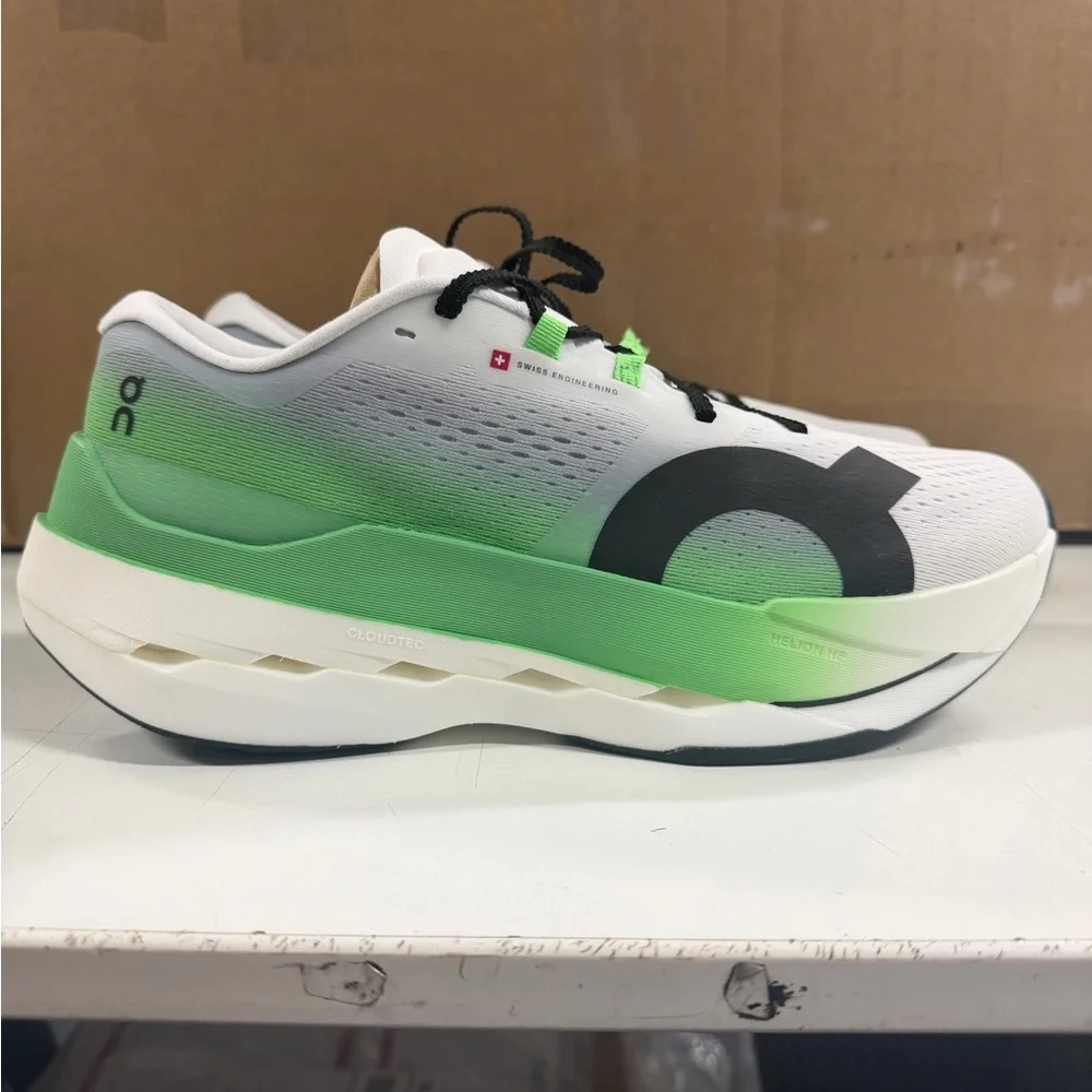 On Running Men's Cloudboom Max  White & Mint Performance Sneaker by new 9.5 - Picture 2 of 2